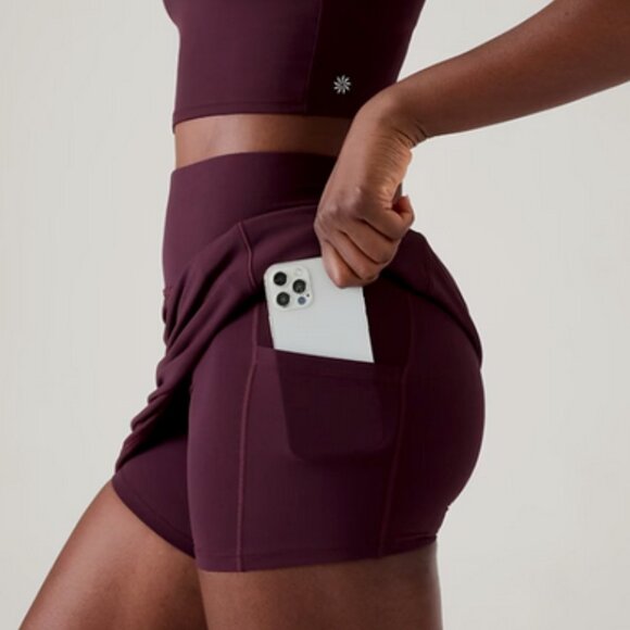 Athleta Salutation Stash Pocket Skort 16.5 ” XS Extra Small-Spiced Cabernet - Picture 4 of 5
